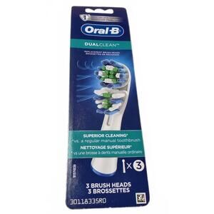 Oral-B Dual Clean Replacement Brush Heads, 1 pack of 3 Count - New / Sealed
